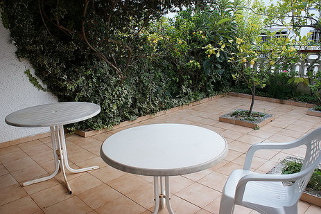 Terraza y jardín, bungalow Plenamar, Benicarló